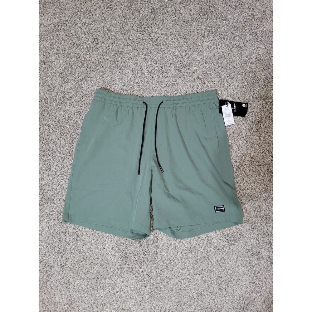 Volcom Mens XL Stones Hybrid EW Green Shorts Swim Drawstring Stretch Pockets